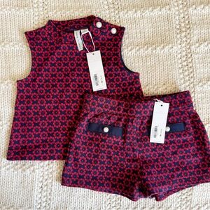 NWT Janie & Jack size 3 70’s inspired shorts set